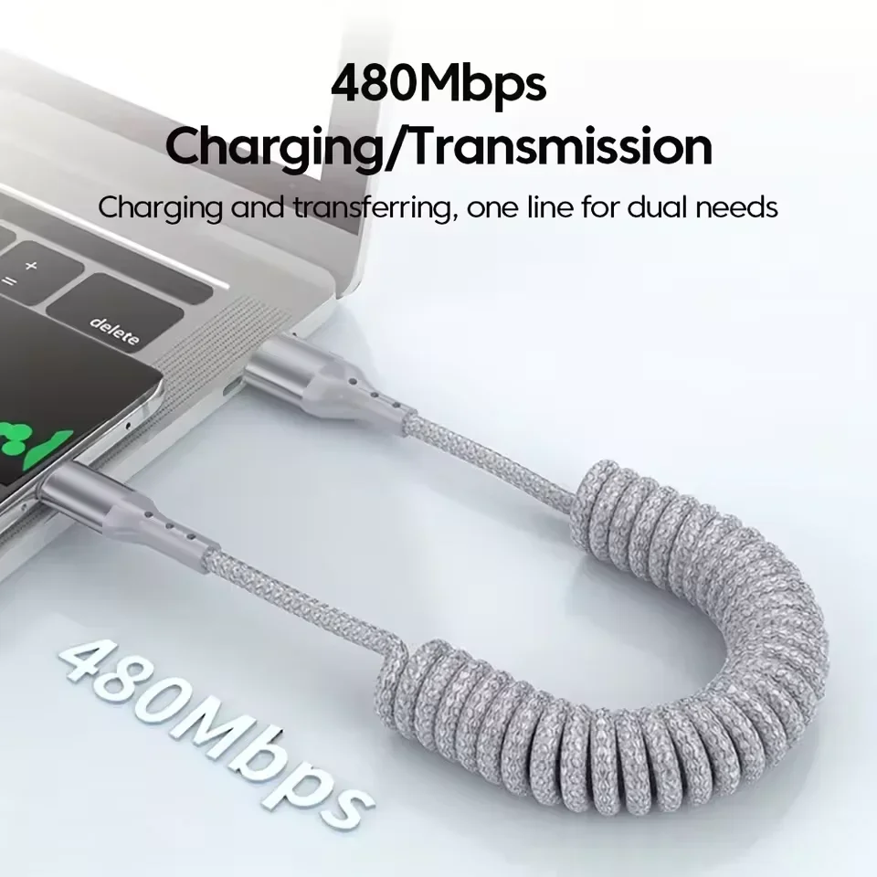 100 Вт USB Type C Пружинный ав – обзор и цена Coiled Usb Cable