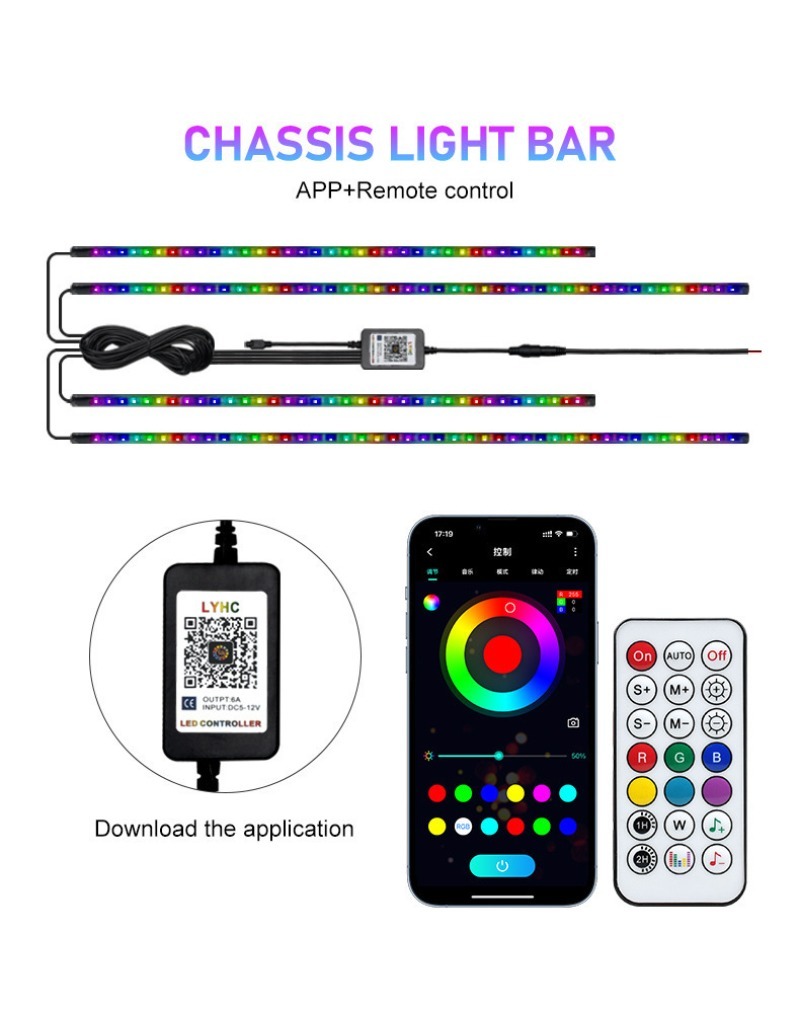 4в1 автомобильный гибкий подсв – обзор и цена Rgb Underglow Strip