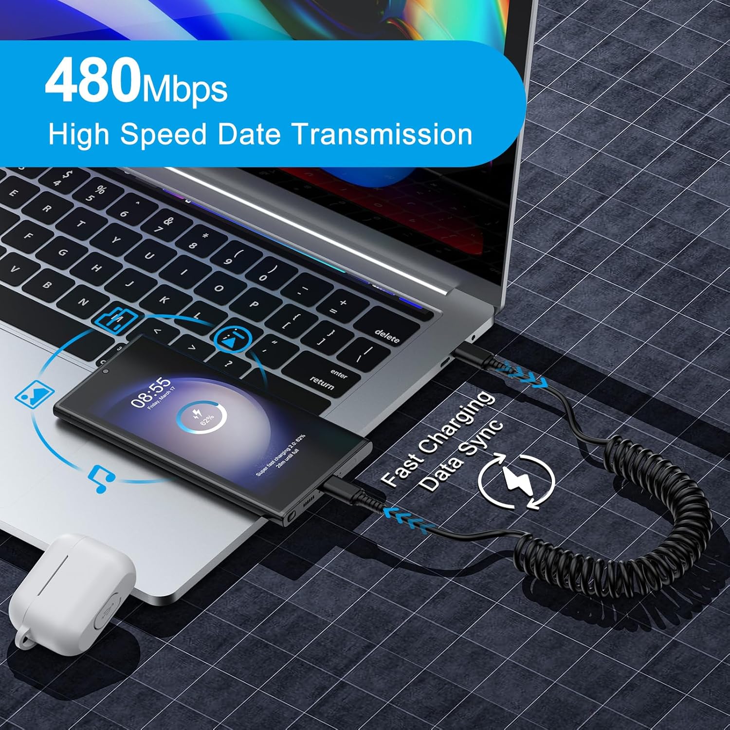 Android Auto USB C — USB C Каб – обзор и цена Coiled Usb Cable